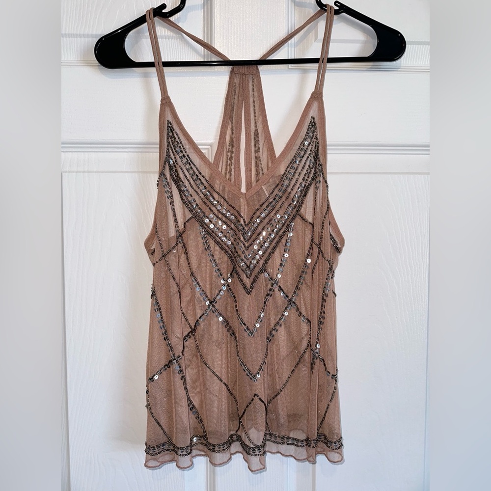 FOREVER 21 Blush Beaded and Sequin Top (S)